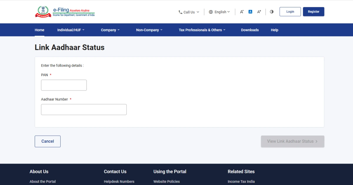 pan card aadhar card link status